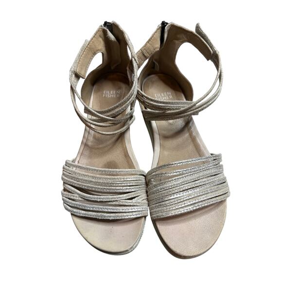 Eileen Fisher Shea Metallic Leather Strappy Sneaker Sandals Women’s Size 8 - Picture 5 of 11